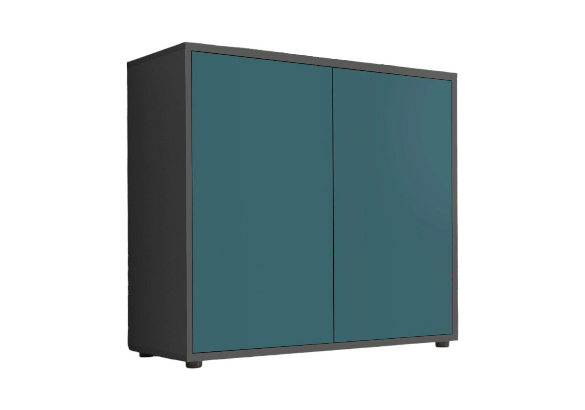 KOMMODE Mailand Typ 4  in 79/73/33 cm  - Anthrazit/Petrol, MODERN, Holzwerkstoff/Kunststoff (79/73/33cm) - MID.YOU