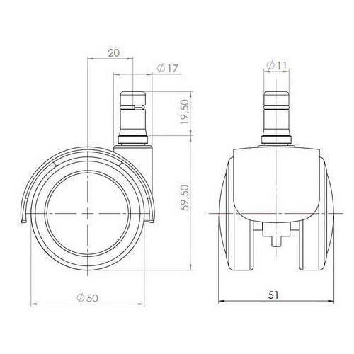 HJUL TILL SNURRSTOL  - svart, Basics, plast (5,1/6/5cm) - MID.YOU