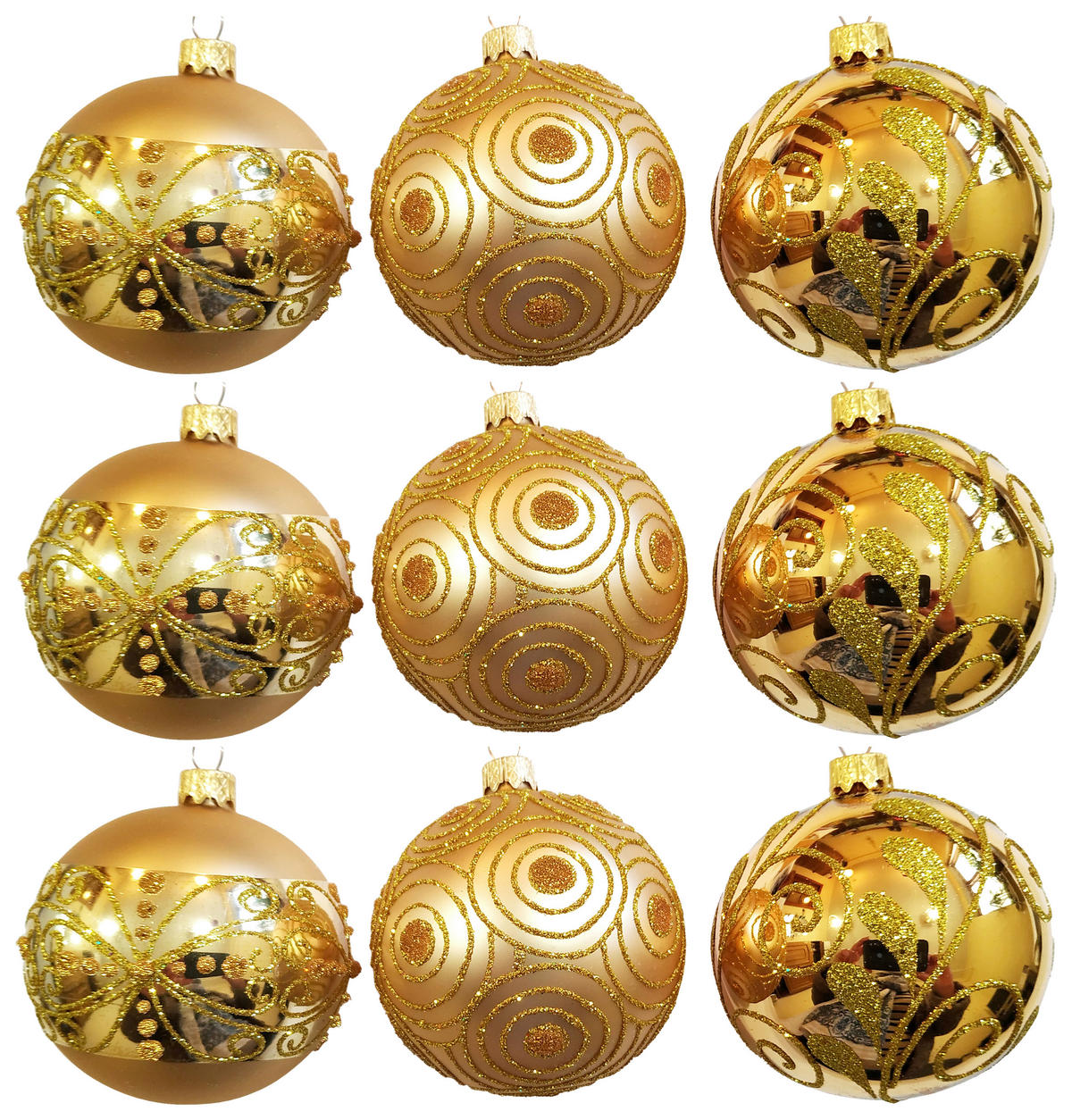 CHRISTBAUMKUGEL-SET 8 cm 9-teilig  - Goldfarben, LIFESTYLE, Glas/Metall (8cm) - X-Mas