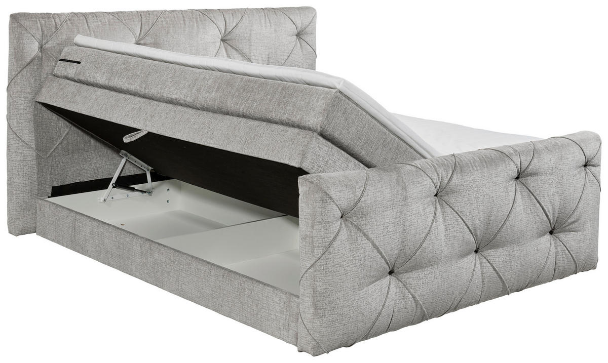 BOXSPRINGBETT 180/200 cm  in Grau  - Schwarz/Grau, Design, Holzwerkstoff/Kunststoff (180/200cm) - Boxxx