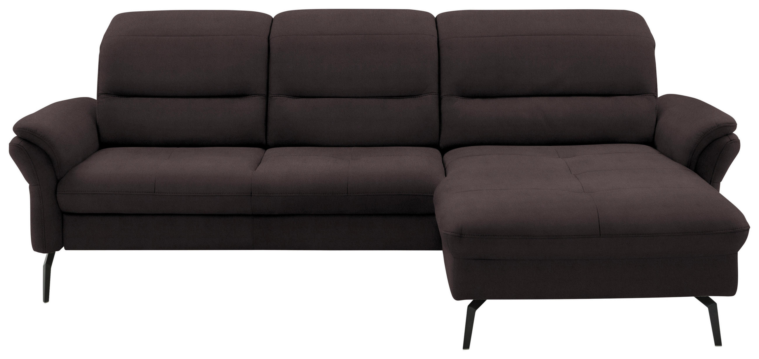 ECKSOFA in Flachgewebe Dunkelgrau  260/181 cm  - Dunkelgrau/Schwarz, KONVENTIONELL, Textil/Metall (260/181cm) - Beldomo Speed