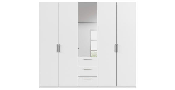 DREHTÜRENSCHRANK 251/235/61 cm,  in Weiß, 5-türig  - Chromfarben/Edelstahlfarben, Basics, Glas/Holzwerkstoff (251/235/61cm) - Novel