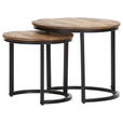 COUCHTISCHSET Mangoholz massiv 41/45/41/45/39/45 cm rund Naturfarben, Schwarz  - Schwarz/Naturfarben, KONVENTIONELL, Holz/Metall (41/45/41/45/39/45cm) - Landscape