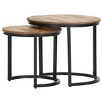 COUCHTISCHSET Mangoholz massiv 41/45/41/45/39/45 cm rund Naturfarben, Schwarz  - Schwarz/Naturfarben, KONVENTIONELL, Holz/Metall (41/45/41/45/39/45cm) - Landscape