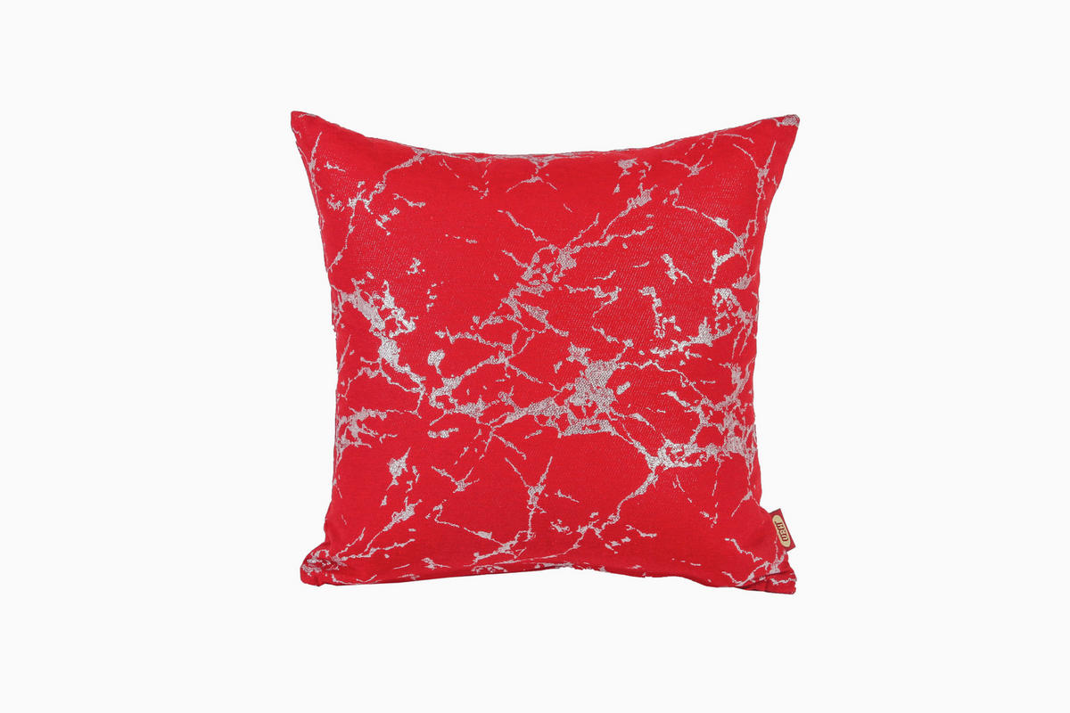 UKRASNI JASTUK 40/40 cm   LESLIE  - srebrna/crvena, Konvencionalno, tekstil (40/40cm)