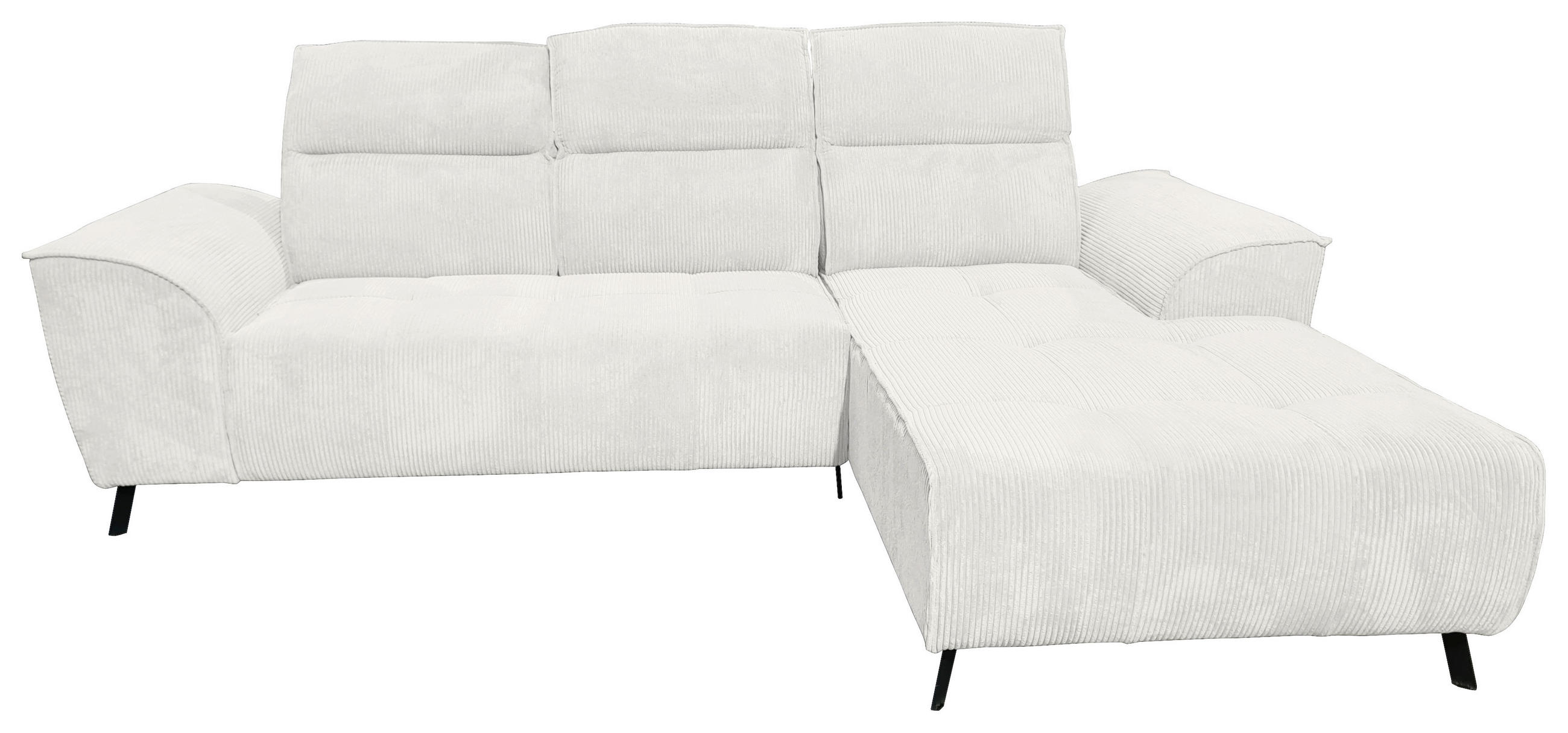 ECKSOFA Creme Cord  - Creme/Schwarz, KONVENTIONELL, Textil/Metall (290/196cm) - Carryhome