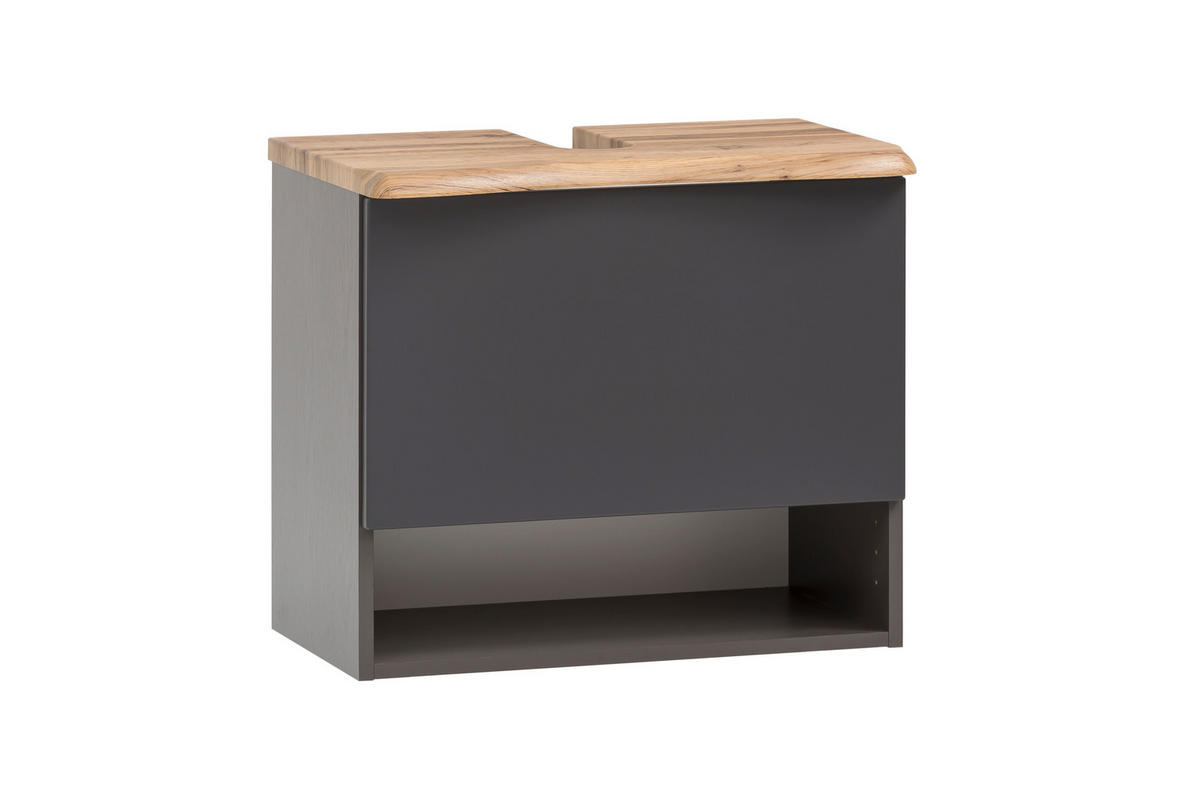 WASCHTISCHUNTERSCHRANK 61/55/40 cm  - Silberfarben/Eiche Wotan, Natur, Holzwerkstoff/Kunststoff (61/55/40cm) - Xora