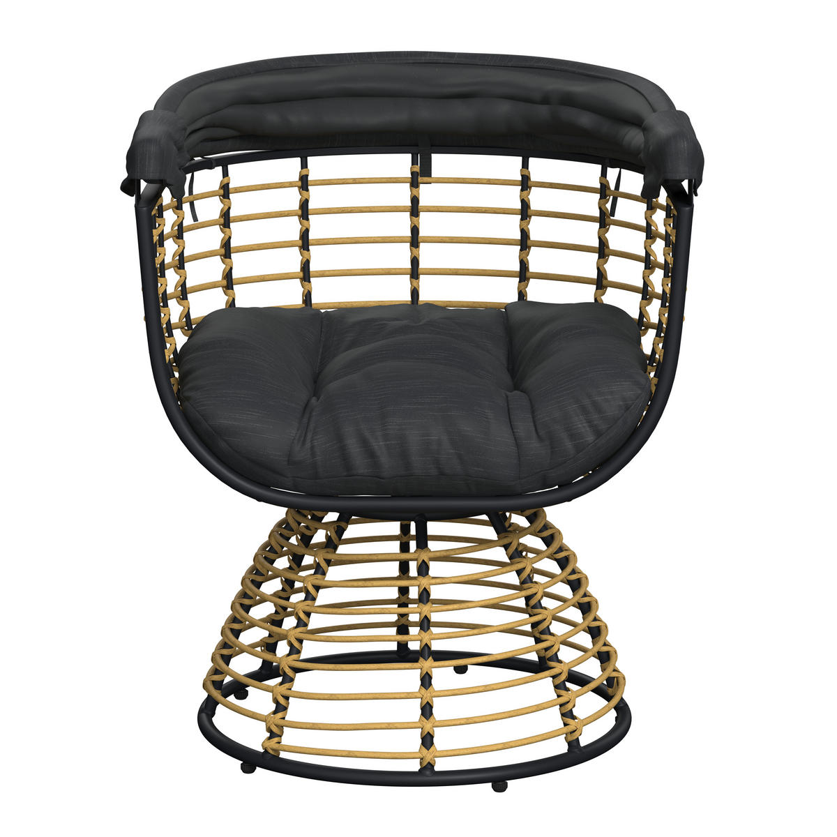 GARTENMUSCHEL 80,5/73/160 cm Stahl  - Schwarz/Naturfarben, Basics, Kunststoff/Textil (80,5/73/160cm) - Ambia Garden