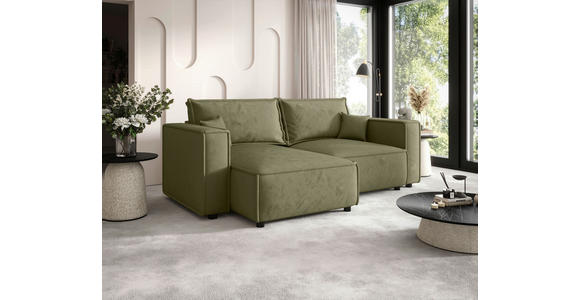 ECKSOFA Olivgrün Webstoff Zierkissen, Rückenkissen, Rücken echt  - Schwarz/Olivgrün, MODERN, Kunststoff/Textil (153/250cm) - Xora
