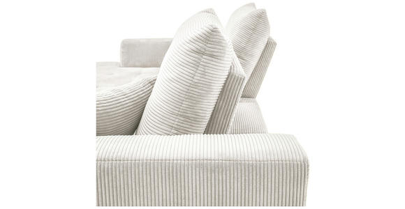 ECKSOFA Naturfarben Cord Zierkissen, Rückenkissen, Rücken echt, Sitztiefenverstellung  - Schwarz/Naturfarben, KONVENTIONELL, Textil/Metall (185/250cm) - Carryhome