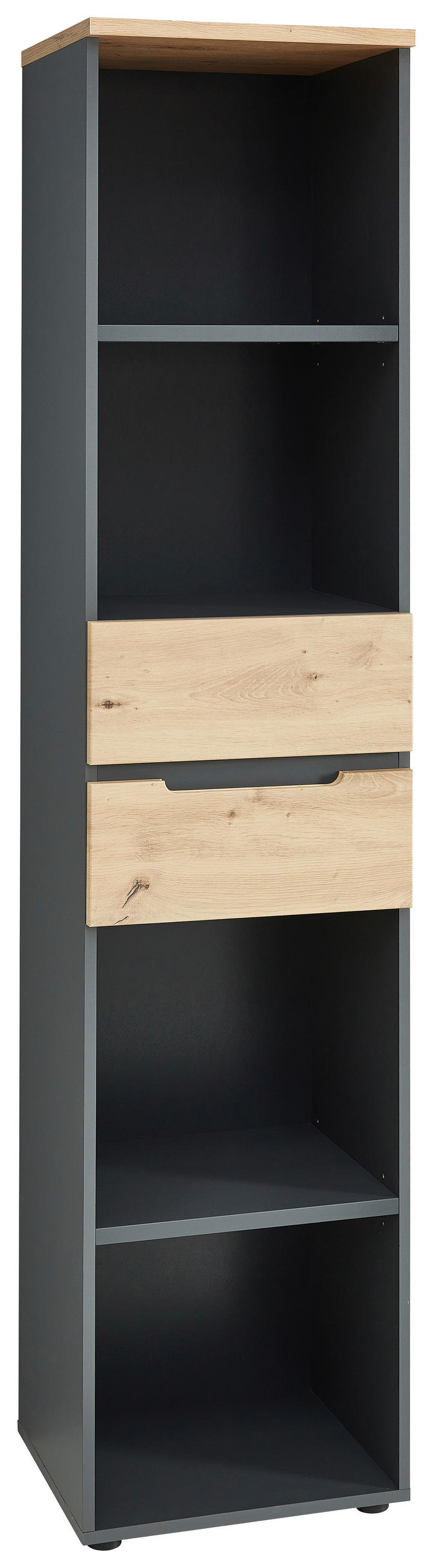 IRATTARTÓ POLC - grafitszürke/fekete, Modern, műanyag/faalapú anyag (45/197/38cm) - Voleo