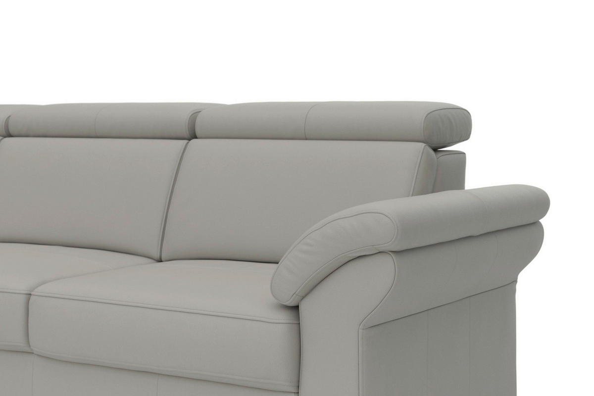ECKSOFA 194/245 cm ARNGAST E in Echtleder Hellgrau Kopfteilverstellung  194/245 cm  - Chromfarben/Hellgrau, Basics, Leder/Textil (194/245cm) - Sit & More
