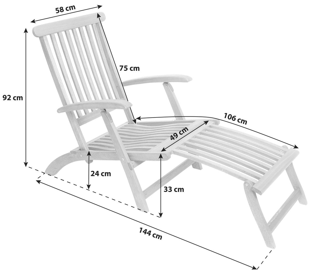 GARTEN-RELAXLIEGE 58/92/144 cm  - Naturfarben, KONVENTIONELL, Holz (58/92/144cm) - Gardenson