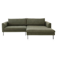 ECKSOFA Ottomane rechts  Dunkelgrün Flachgewebe  - Dunkelgrün/Schwarz, Design, Textil/Metall (267/175cm) - Musterring