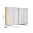 SCHWEBETÜRENSCHRANK 316/235/68 cm 4-türig Weiß, Eiche Artisan  - Chromfarben/Weiß, Design, Glas/Holzwerkstoff (316/235/68cm) - Novel
