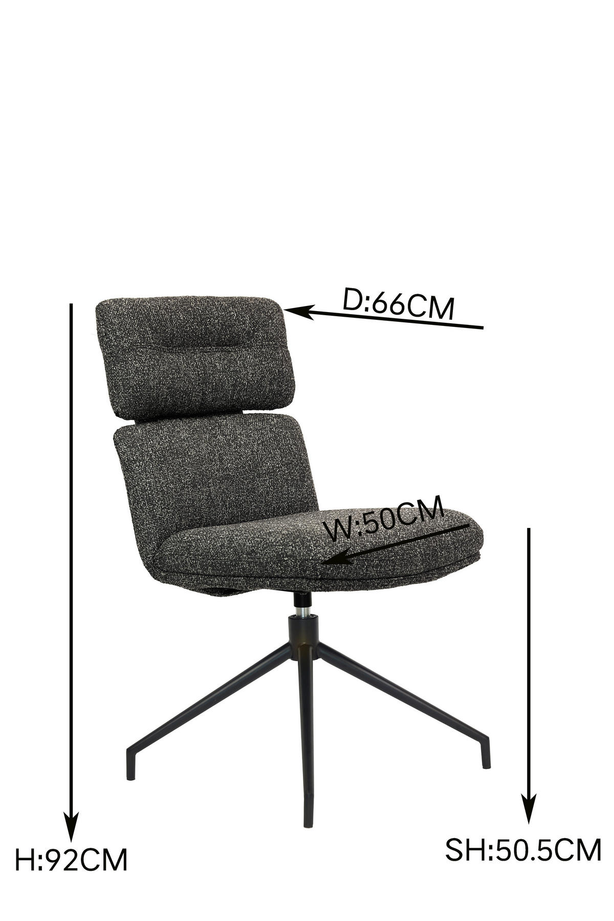 STUHL Eisen Webstoff  - Dunkelgrau/Schwarz, Design, Textil/Metall (50/92/64,5cm) - Dieter Knoll