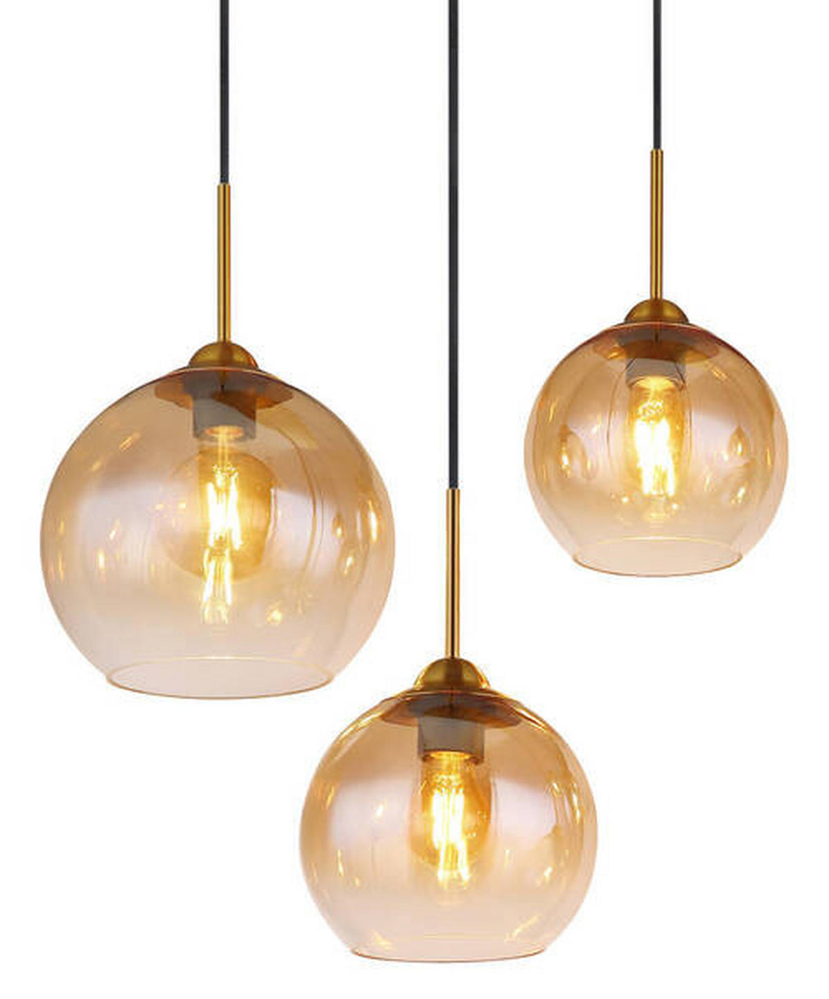 HÄNGELEUCHTE 97,5/40/150 cm    - Klar/Messingfarben, Design, Glas/Metall (97,5/40/150cm) - Globo