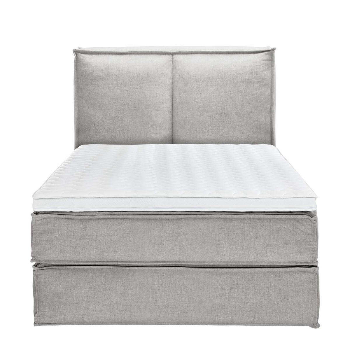 BOXSPRINGBETT 160/220 cm  in Hellgrau  - Hellgrau/Schwarz, Design, Kunststoff/Textil (160/220cm) - home24