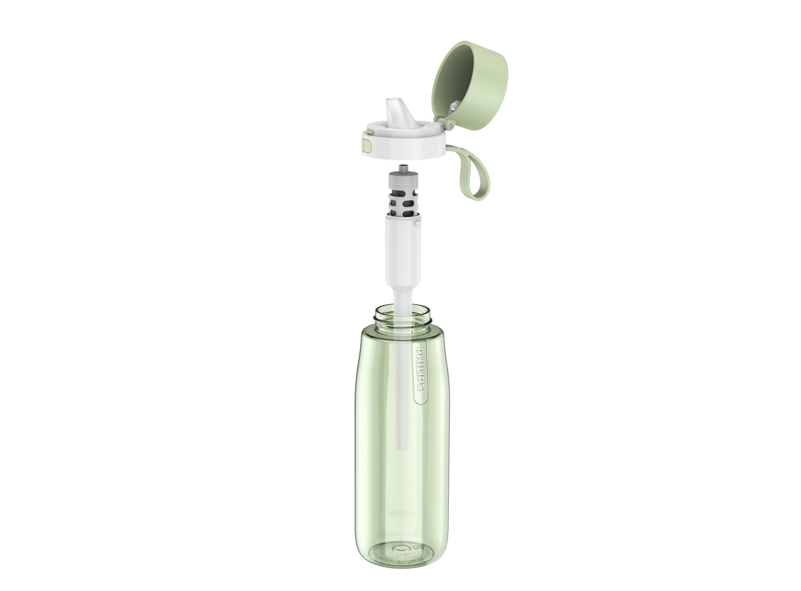 Wasserflasche mit Filter   - Grün, Basics, Kunststoff (7,5/7,5/23,7cm) - Philips