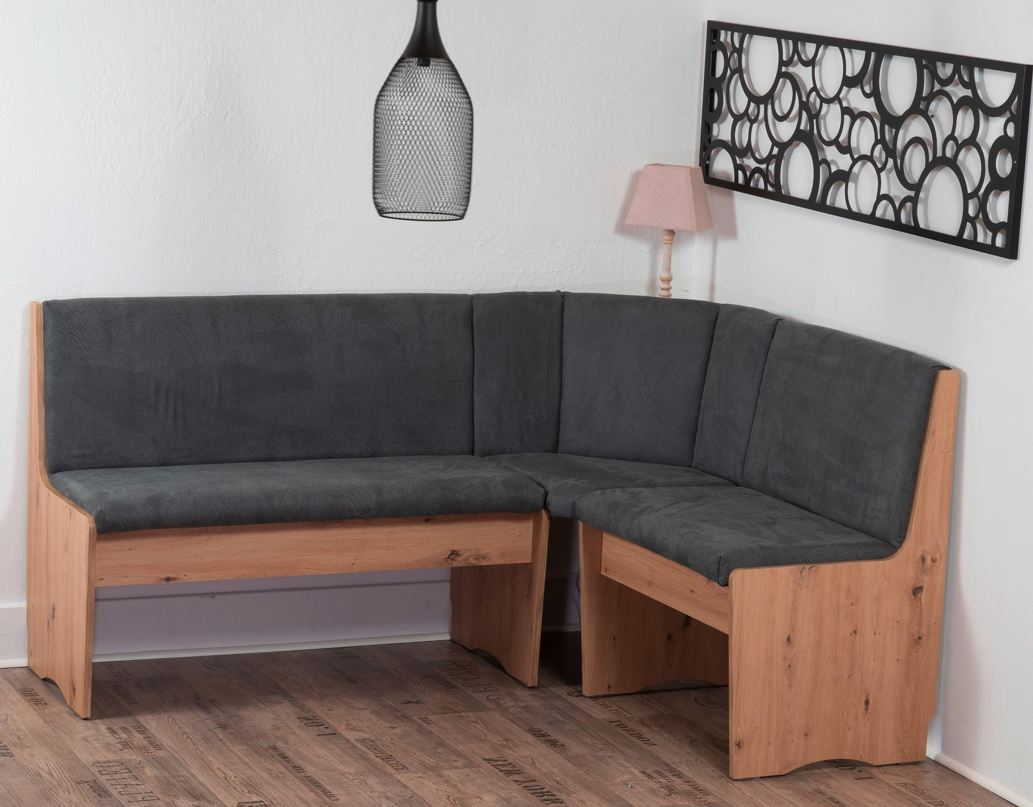 ECKBANKGRUPPE Mikrofaser Eiche Artisan, Grau  - Eiche Artisan/Grau, KONVENTIONELL, Holz/Textil (165/89/125cm) - MID.YOU
