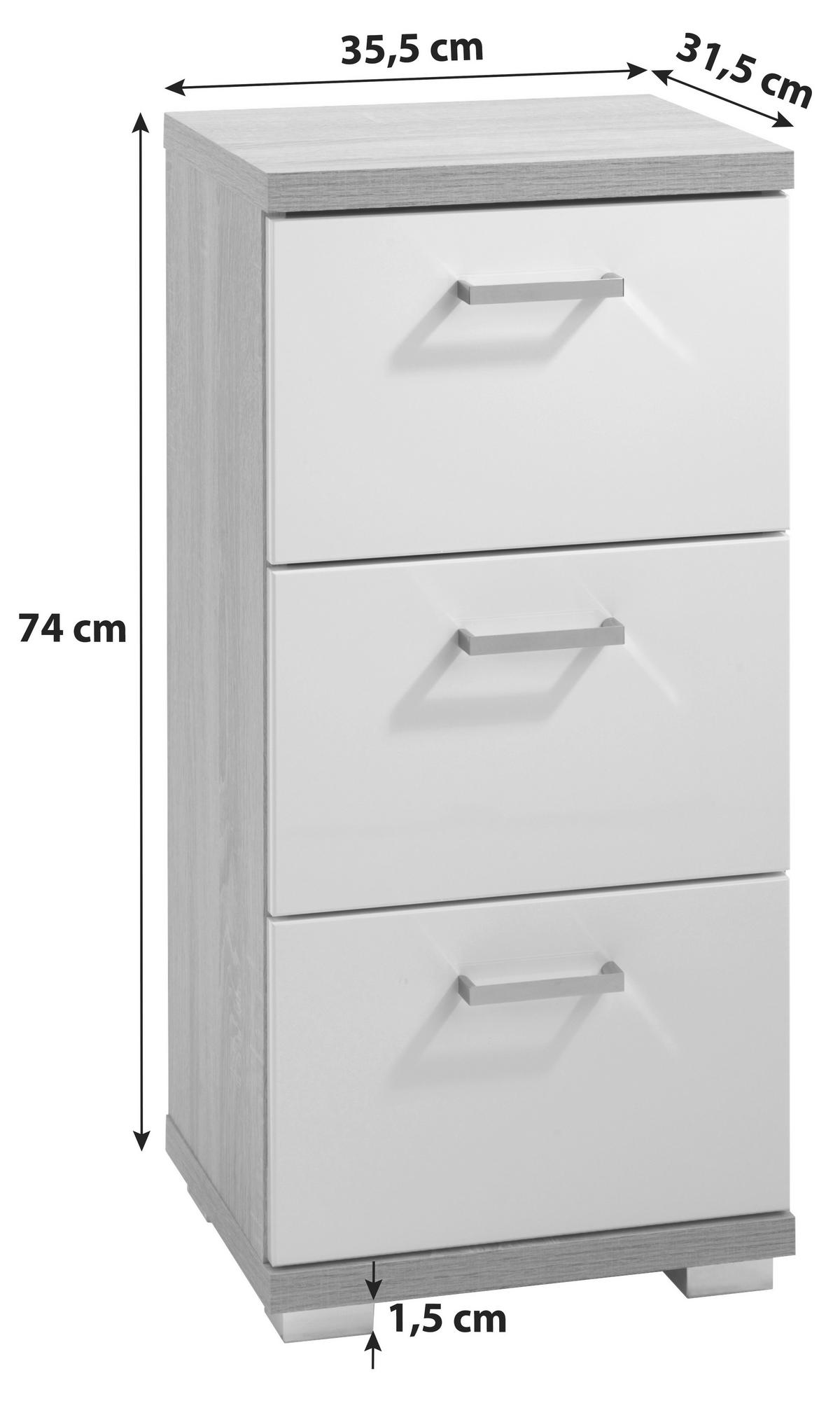 UNTERSCHRANK 35,5/74/31,5 cm   - Chromfarben/Weiß Hochglanz, MODERN, Holzwerkstoff/Metall (35,5/74/31,5cm) - MID.YOU