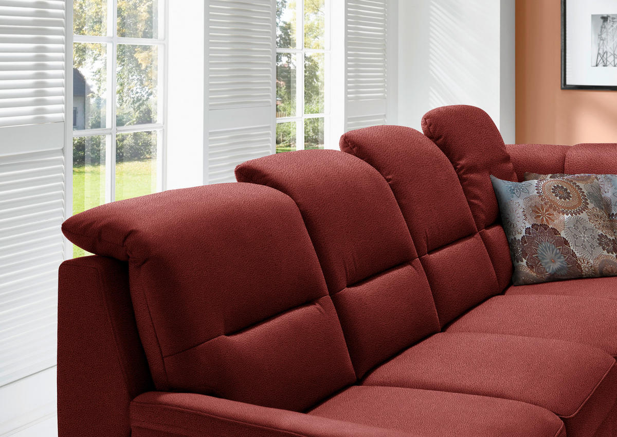 ECKSOFA in Mikrofaser Rot  - Rot/Schwarz, Konventionell, Holz/Textil (303/245cm) - Beldomo Comfort