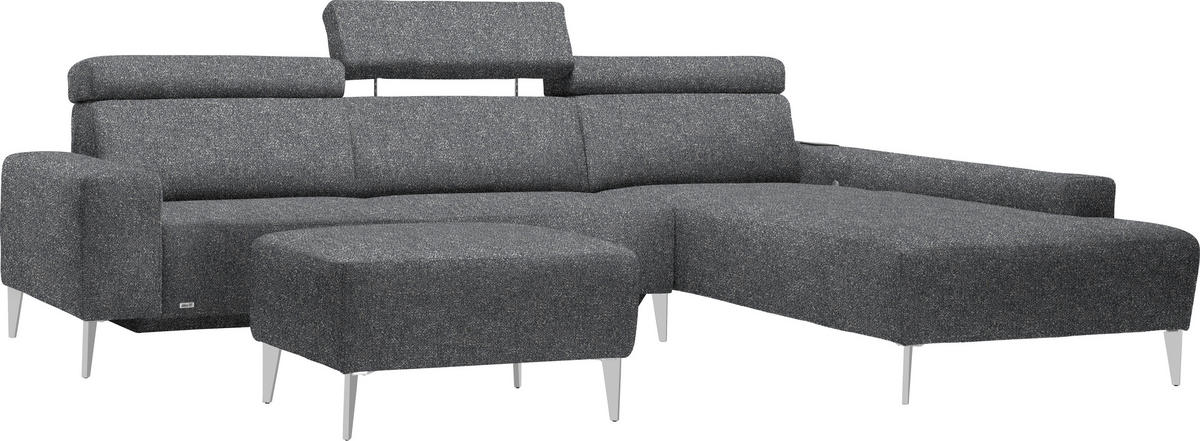 ECKSOFA  in Mikrovelours Grau  288/205 cm  - Alufarben/Grau, Design, Textil (288/205cm) - Sedda