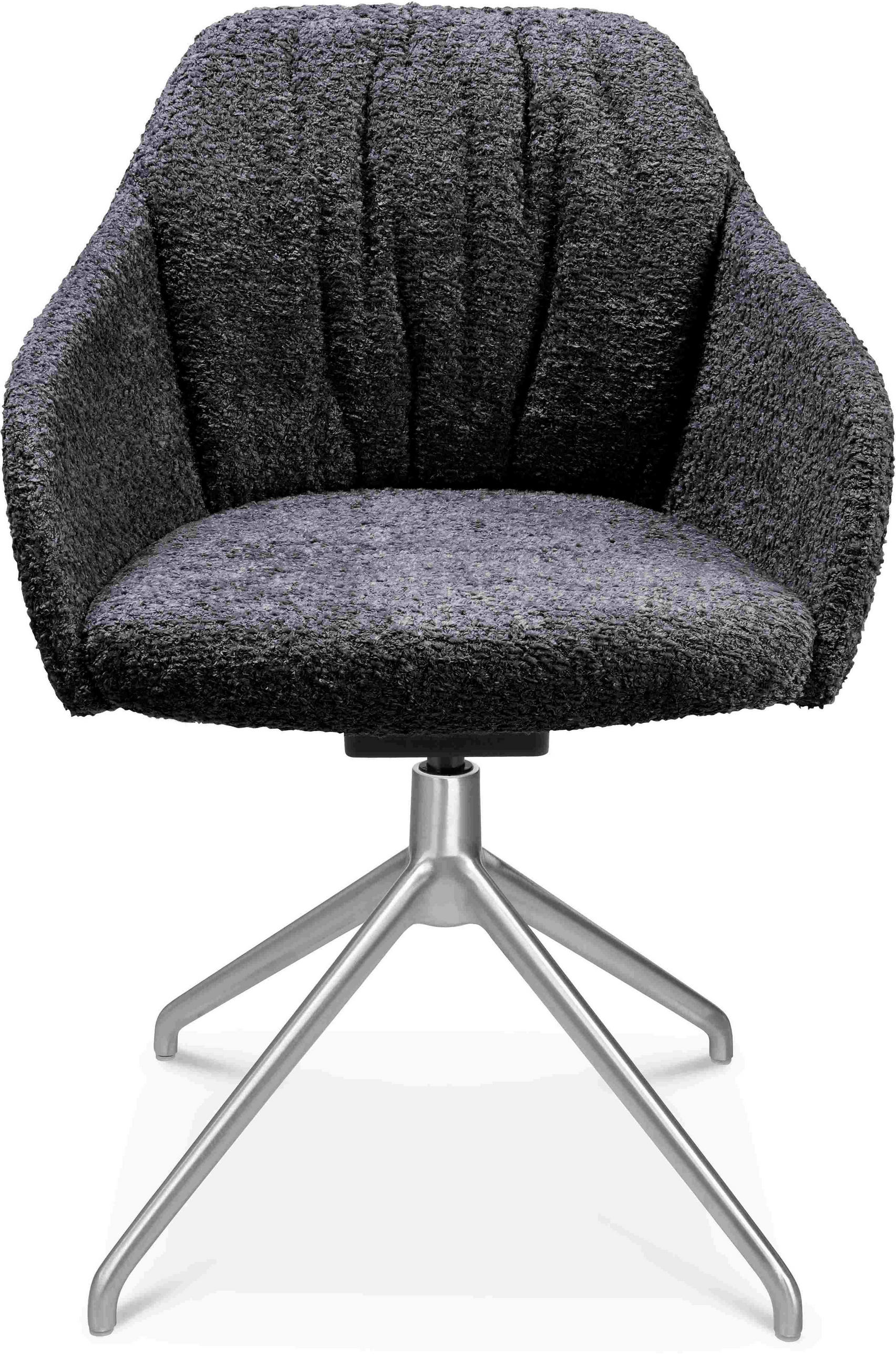 ARMLEHNSTUHL  in Aluminium Bouclé  - Lavagrau/Alufarben, Design, Textil/Metall (58/81,5-84,5/60cm) - Johann Jakob