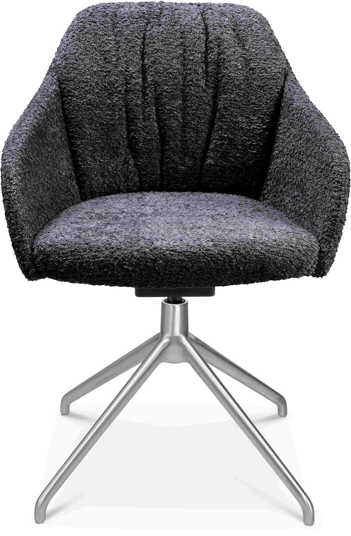 ARMLEHNSTUHL  in Aluminium Bouclé  - Lavagrau/Alufarben, Design, Textil/Metall (58/81,5-84,5/60cm) - Johann Jakob