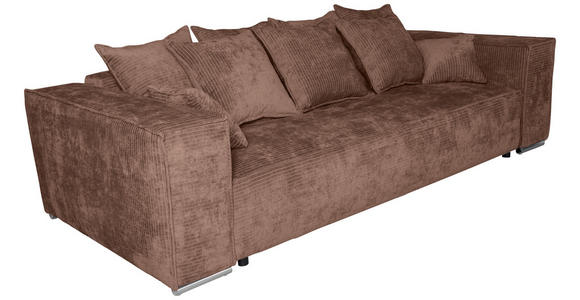 BIGSOFA in Flachgewebe Altrosa  - Chromfarben/Altrosa, KONVENTIONELL, Textil/Metall (256/68/122cm) - Carryhome