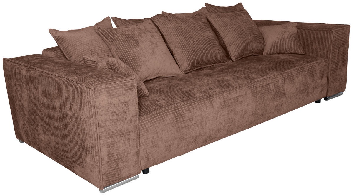 BIGSOFA Flachgewebe Altrosa  - Chromfarben/Altrosa, KONVENTIONELL, Textil/Metall (256/68/122cm) - Carryhome