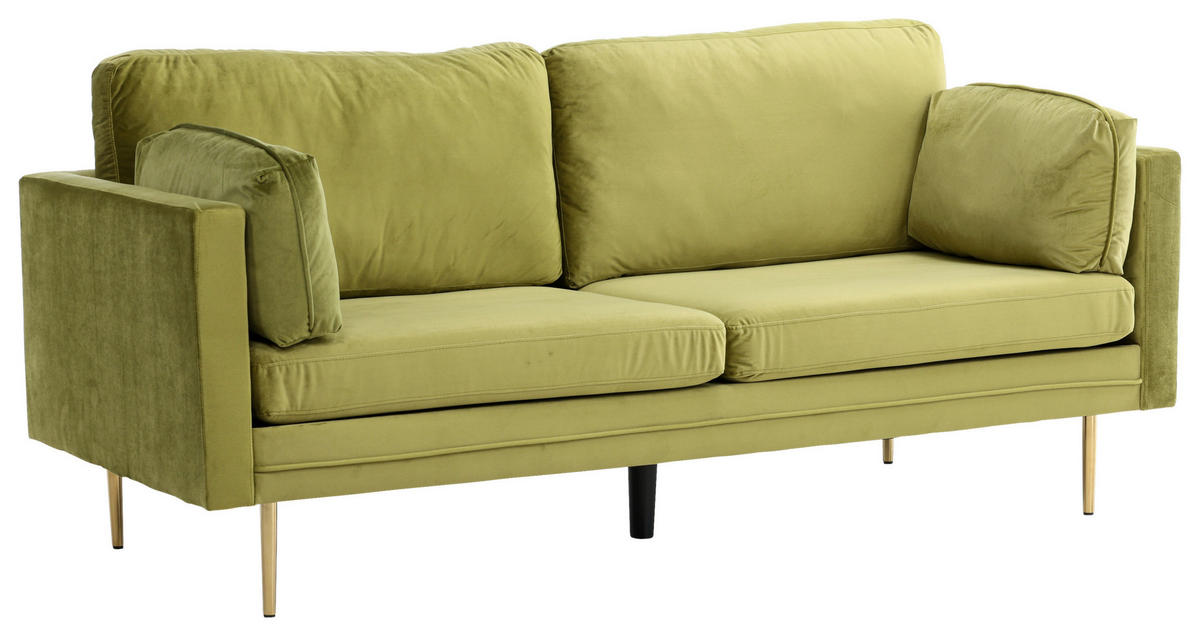 2-SITS SOFFA i metall, textil grön, guldfärgad  - grön/guldfärgad, Design, metall/textil (203/84/90cm) - Livetastic