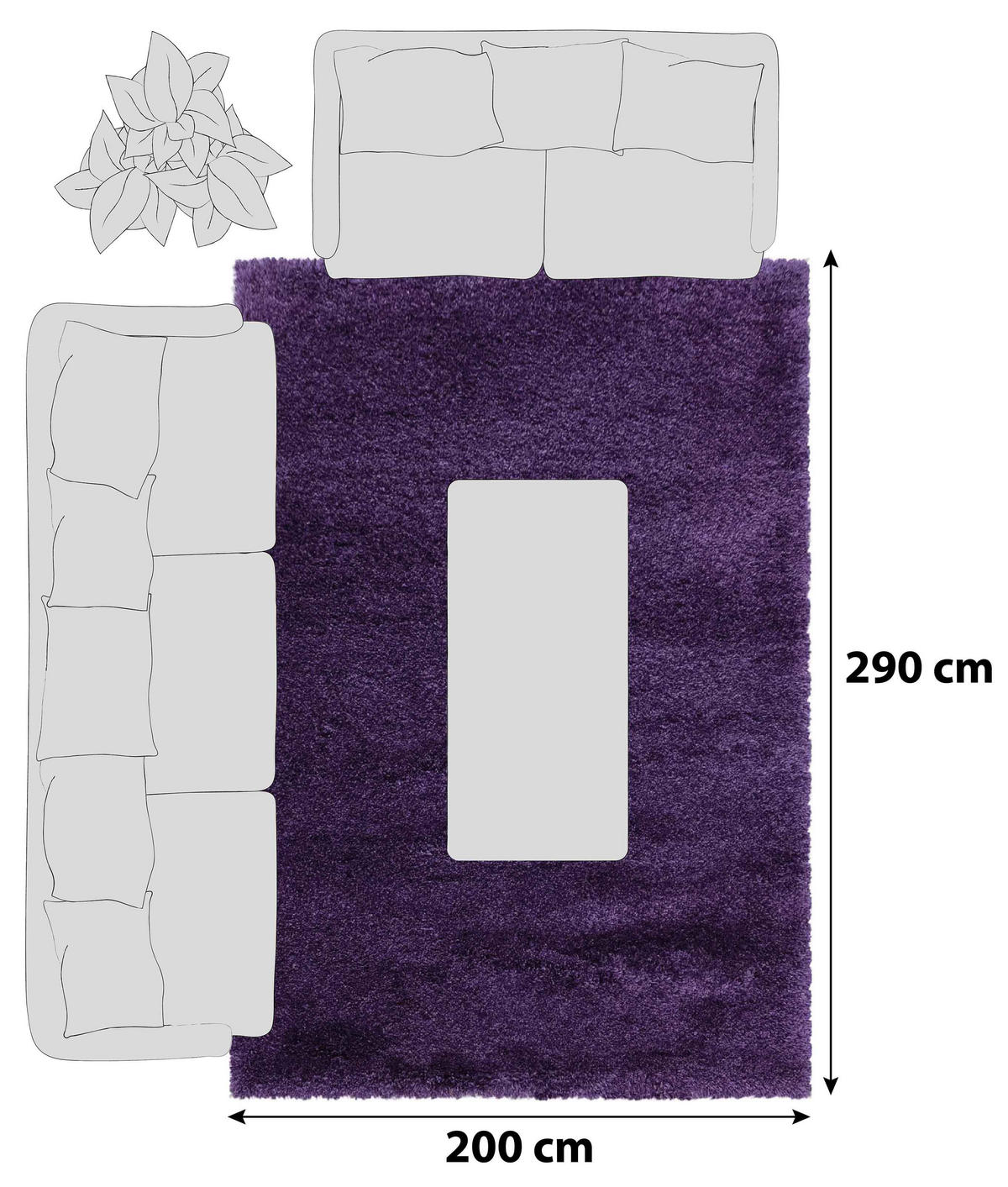 HOCHFLORTEPPICH 200/290 cm Fluffy 3500 Lila Lila  - Lila, Basics, Textil (200/290cm)