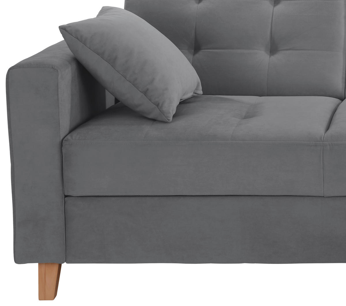 ECKSOFA Samt Dunkelgrau  - Dunkelgrau/Naturfarben, Design, Holz/Textil (231/160cm) - Livetastic