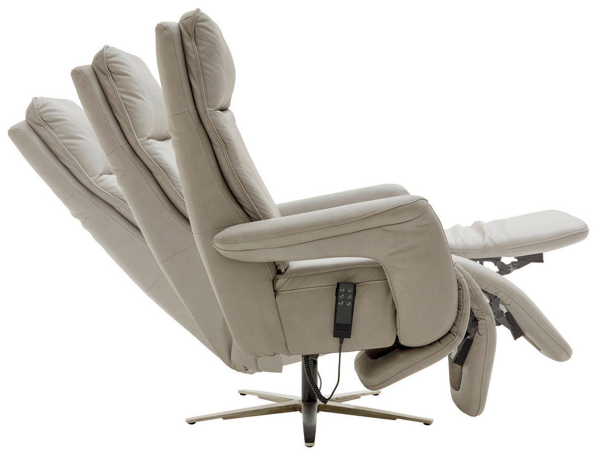 RELAXSESSEL Leder Grau  - Edelstahlfarben/Grau, Design, Leder/Metall (83/116/87cm) - Valdera