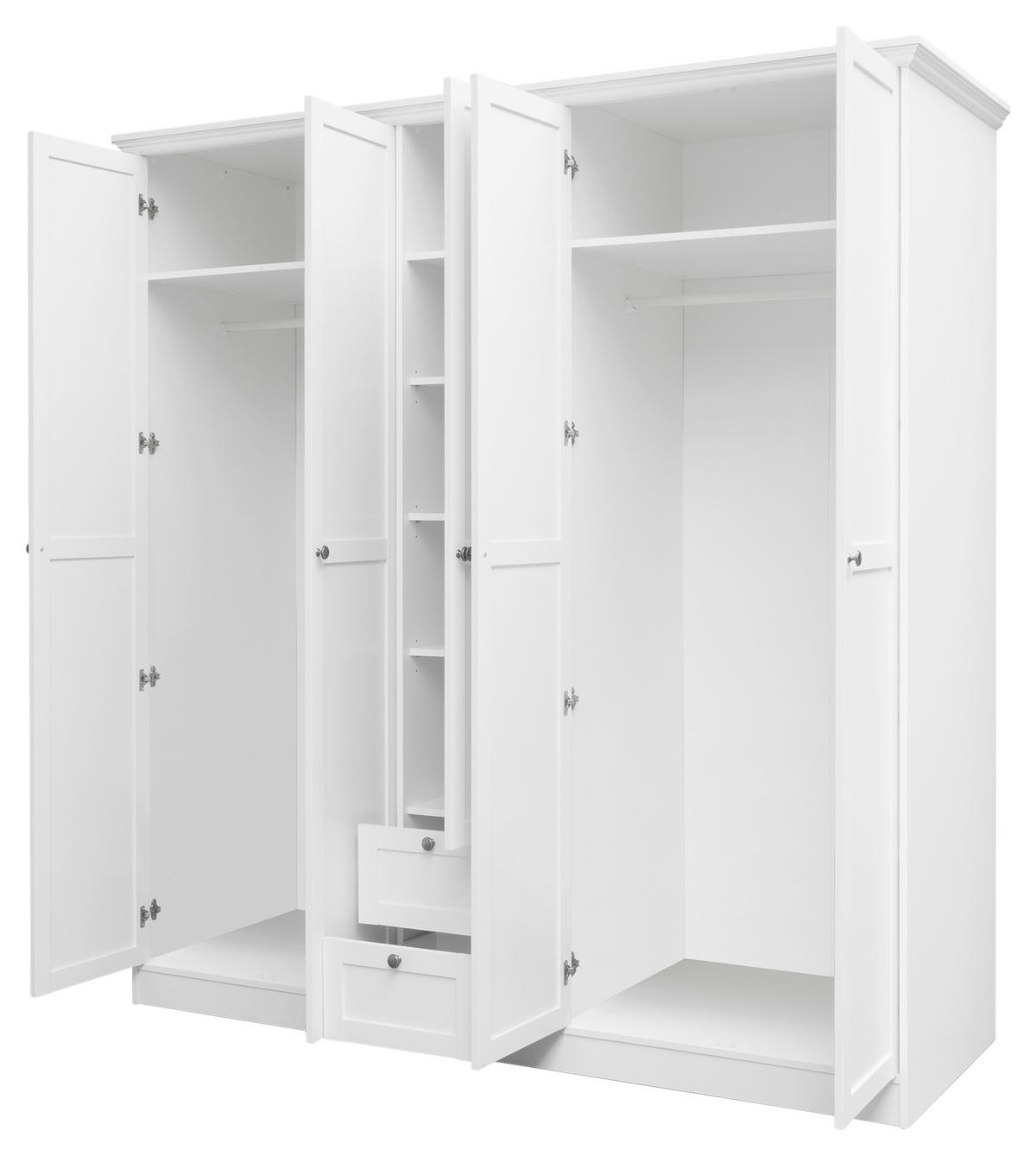 SKRIŇA S OTOČNÝMI DVERAMI, biela, 190/200/67 cm - biela/strieborná, Lifestyle, kov/kompozitné drevo (190/200/67cm) - MID.YOU