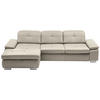 ECKSOFA in Echtleder Beige  - Beige/Alufarben, Design, Leder/Metall (195/309cm) - Beldomo Premium