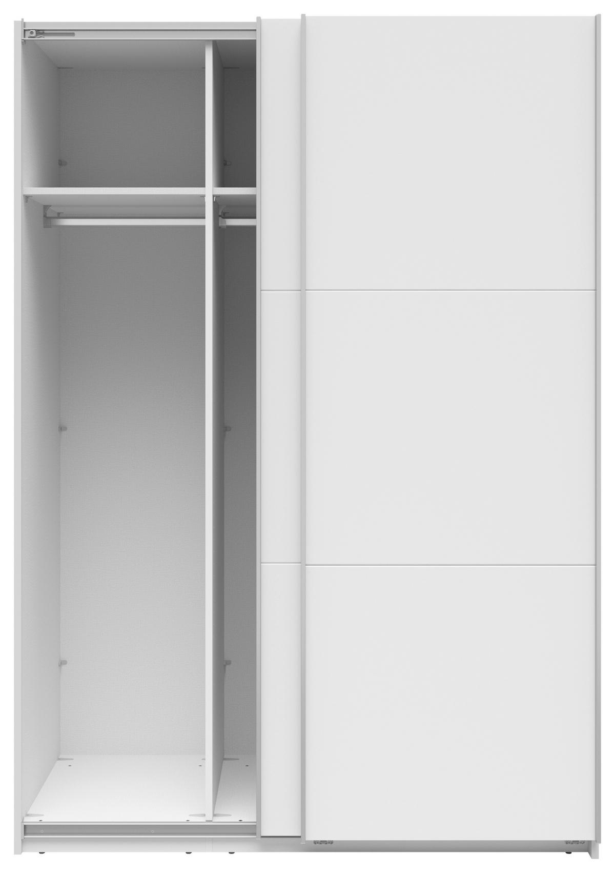 SCHWEBETÜRENSCHRANK 150/216/64 cm 2-türig Weiß  - Silberfarben/Weiß, Basics, Holzwerkstoff/Metall (150/216/64cm) - Boxxx