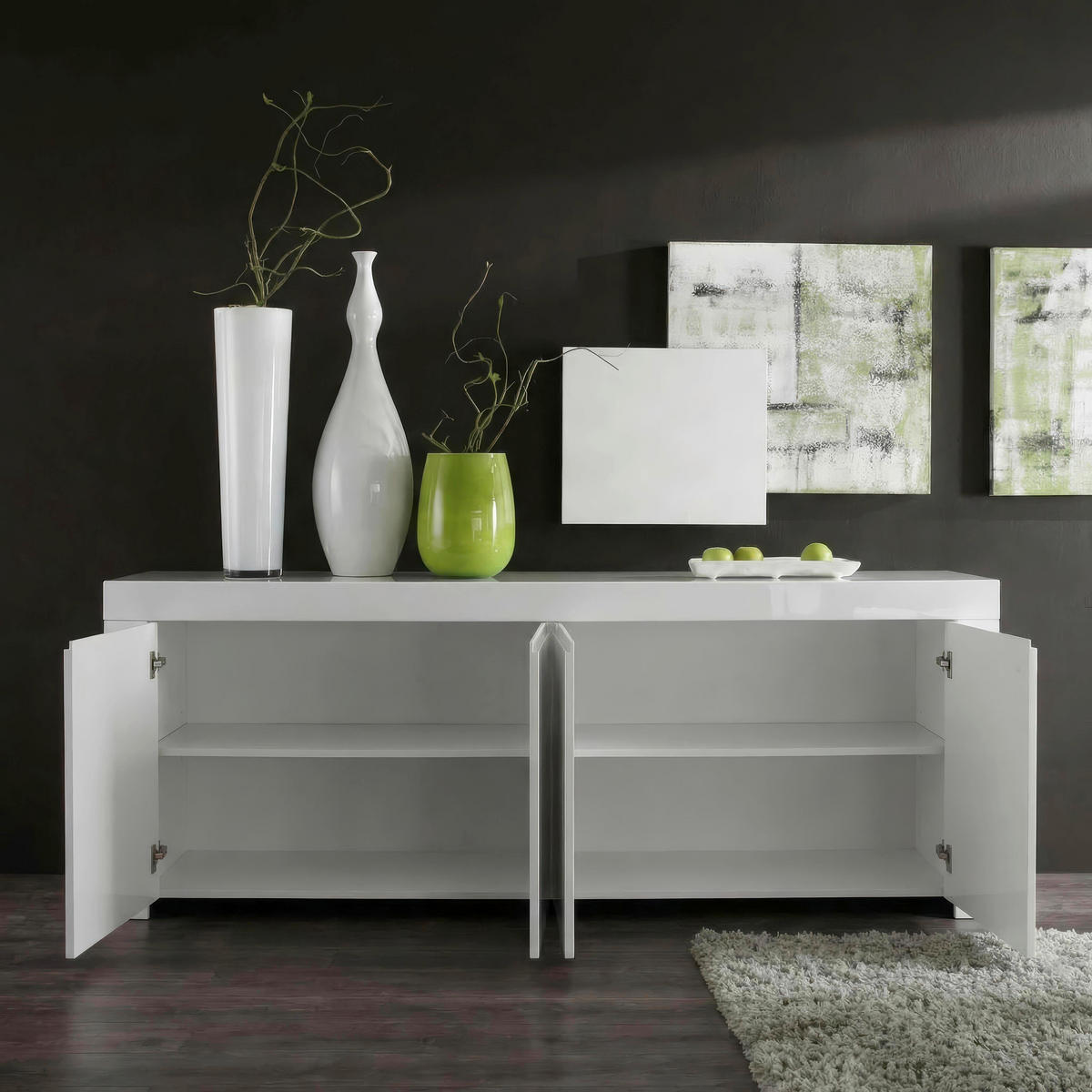 SIDEBOARD  210/84/50 cm  - Weiß Hochglanz, Design, Holzwerkstoff/Kunststoff (210/84/50cm) - MID.YOU