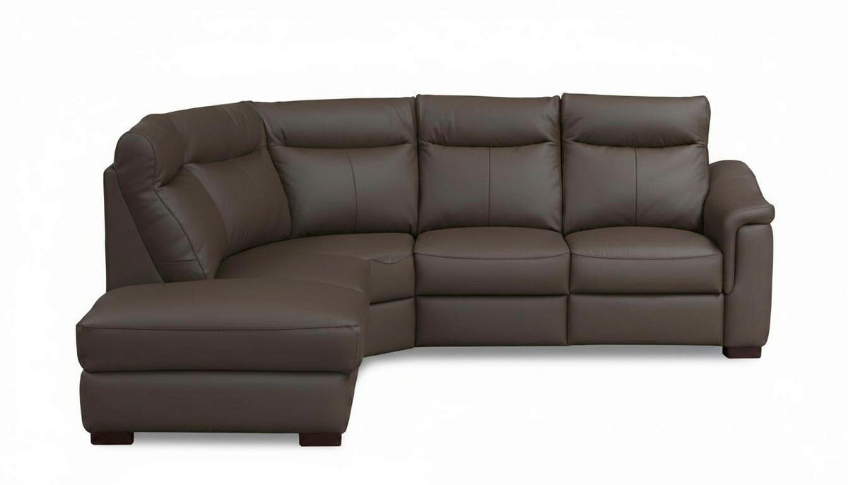 ECKSOFA Dunkelbraun Echtleder Lederlook Bettkasten, Rücken echt, Relaxfunktion  - Wengefarben/Dunkelbraun, Design, Leder/Holz (229/260cm) - Livetastic