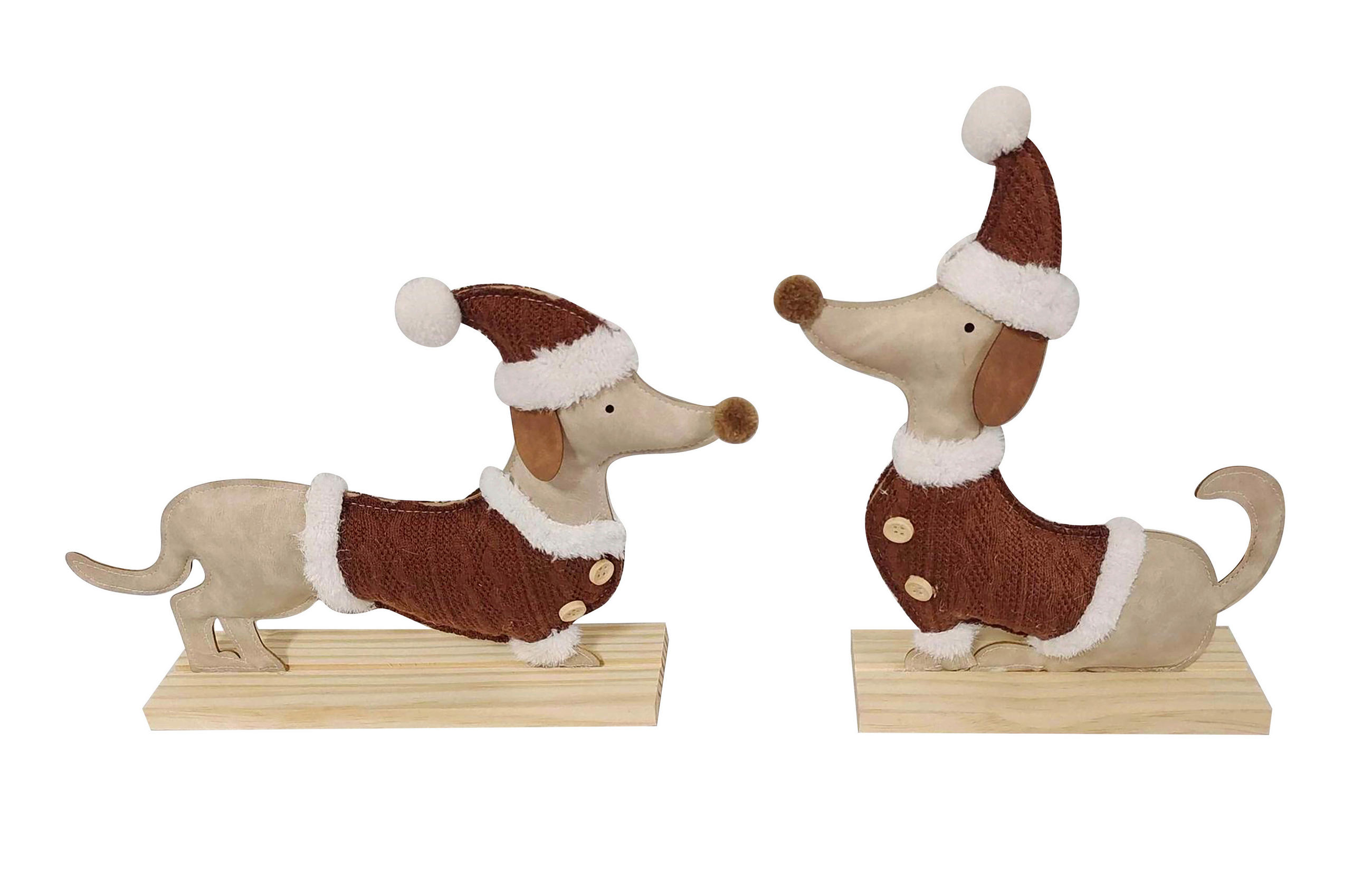 DEKORAČNÝ PES - hnedá/sivá, Lifestyle, koža/drevo - X-Mas