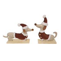 DEKORAČNÍ PES - šedá/hnědá, Lifestyle, dřevo/textil - X-Mas