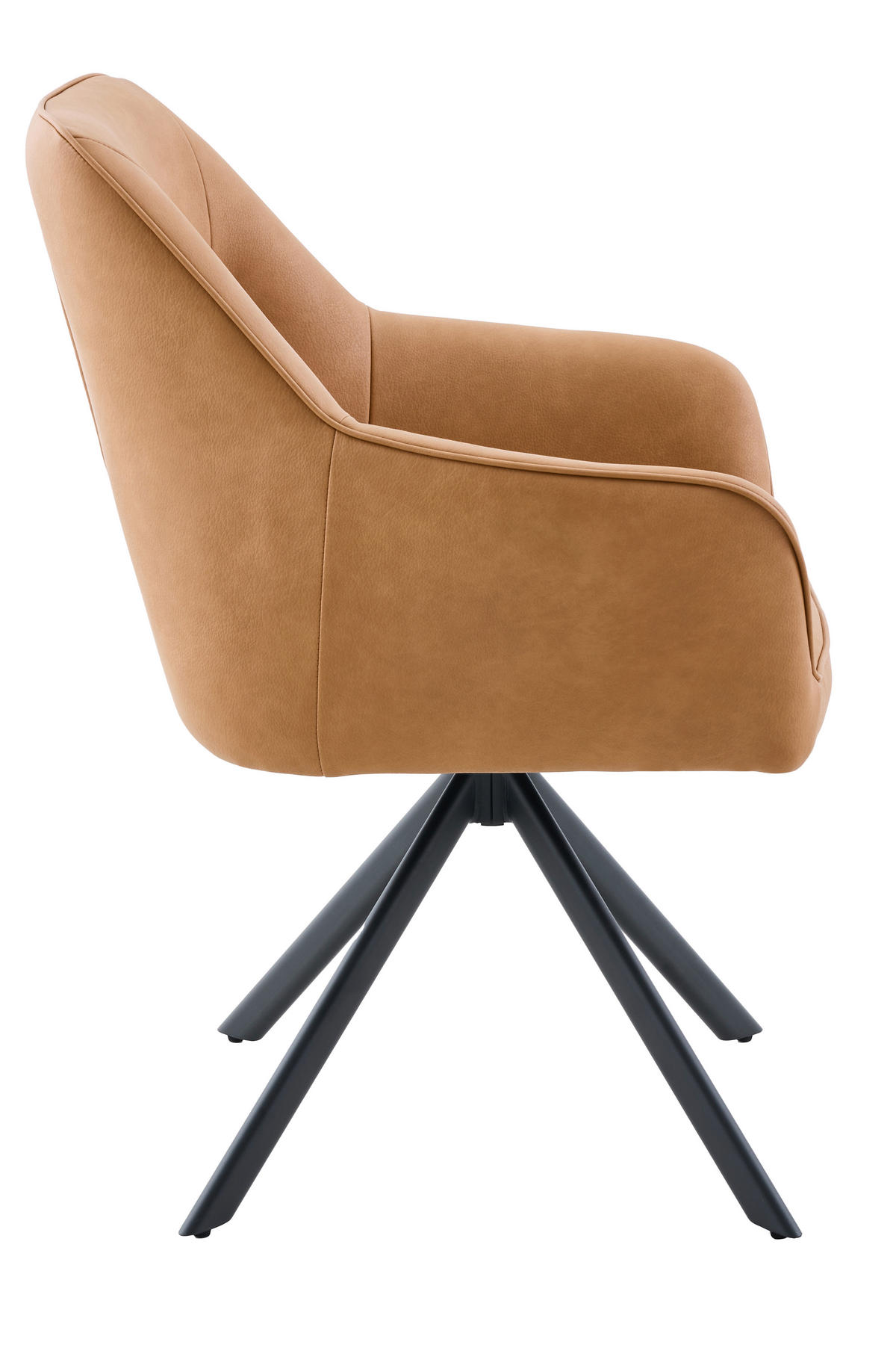 ARMLEHNSTUHL-SET 2 Stück  in Stahl Lederlook  - Cognac/Schwarz, MODERN, Textil/Metall (62/92/68cm) - MID.YOU