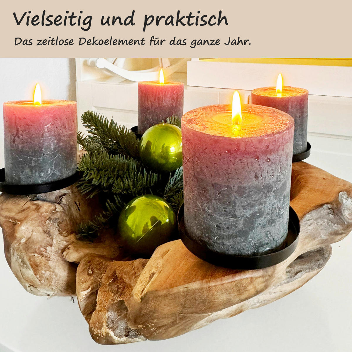ADVENTSKERZENHALTER - Nussbaumfarben, Trend, Holz/Metall (30/10/30cm) - Milino