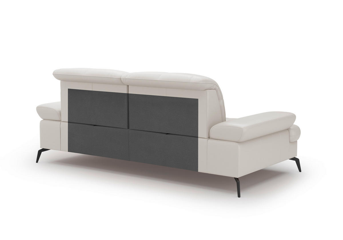 3-SITZER-SOFA in Vliesstoff Kombination Echtleder/Stoff Weiss  - Weiss/Schwarz, Konventionell, Leder/Textil (212/90/122cm) - Sit & More