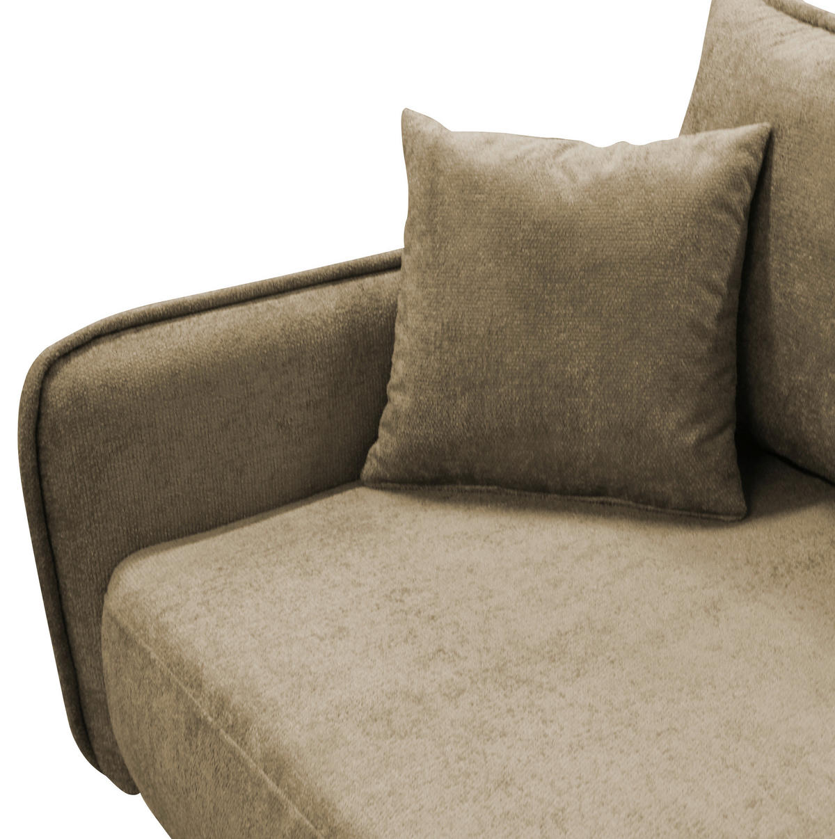 ECKSOFA MURANO Beige Chenille Zierkissen, Rückenkissen, Bettkasten  - Beige/Schwarz, Design, Holz/Textil (242/167cm) - MID.YOU