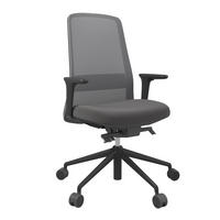 DREHSTUHL Grau, Schwarz, Dunkelbraun  - Dunkelbraun/Schwarz, MODERN, Leder/Kunststoff (70/103-115/70cm)