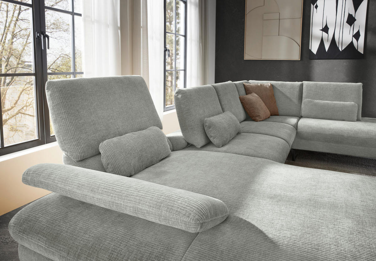 WOHNLANDSCHAFT in Webstoff Silberfarben  - Silberfarben/Schwarz, Design, Textil/Metall (157/354/208cm) - Dieter Knoll
