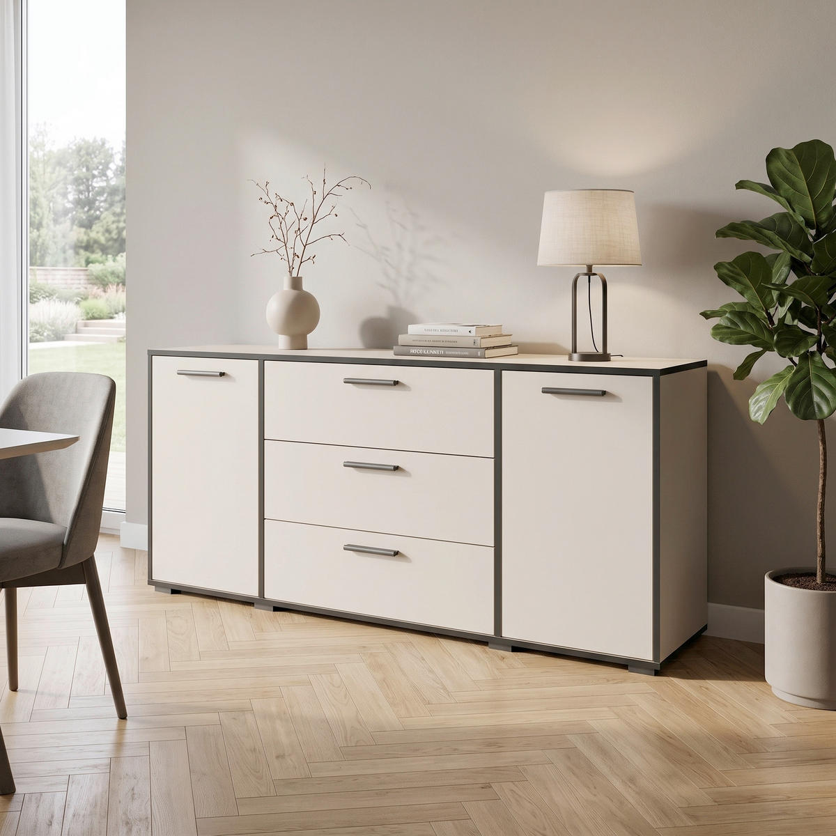 Sideboard Bogota Bogota 150/68/40 cm 3 Schublade(n)  - Kaschmir/Graphitfarben, Basics, Holzwerkstoff/Kunststoff (150/68/40cm) - P & B