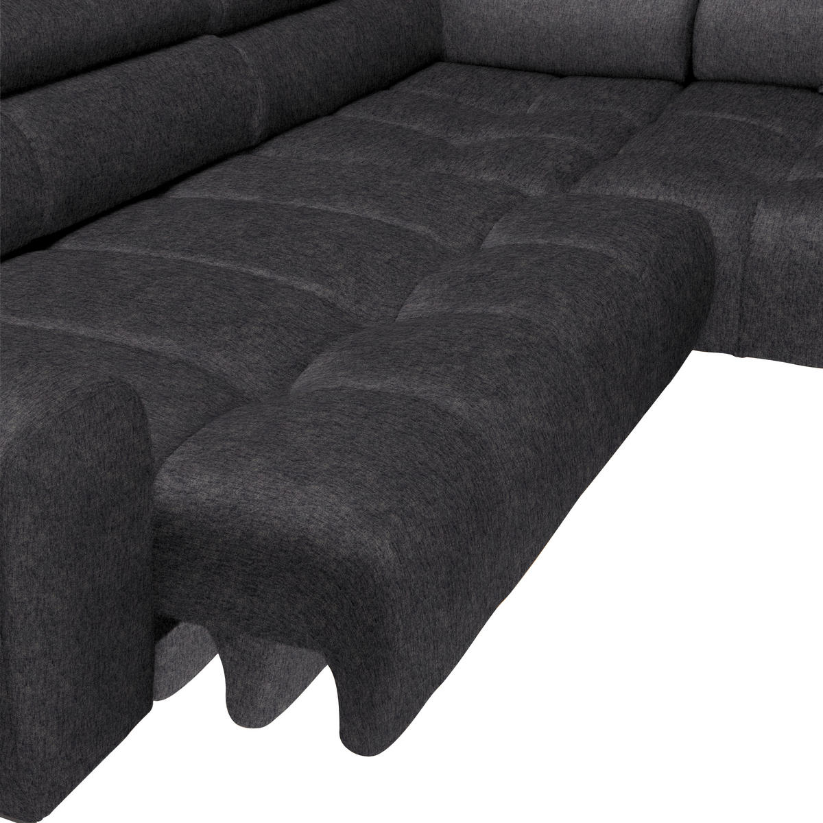 ECKSOFA Dunkelgrau Samt, Webstoff  - Dunkelgrau/Schwarz, Design, Textil/Metall (270/177cm) - Welnova